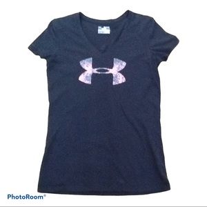 Under Armour Black/Pink Short Sleeve Logo Tee Sz S